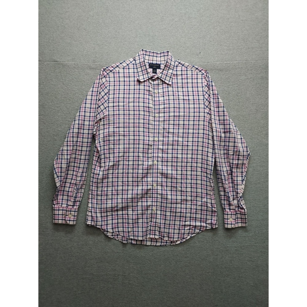 Banana Republic Men Shirt M Multicolor Plaid Button Down Long Sleeve Logo Casual